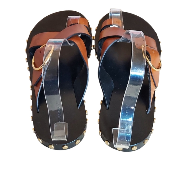 Isabel Marant Jolda Brown leather crossover straps with Gold Buckle Studded - Picture 9 of 16